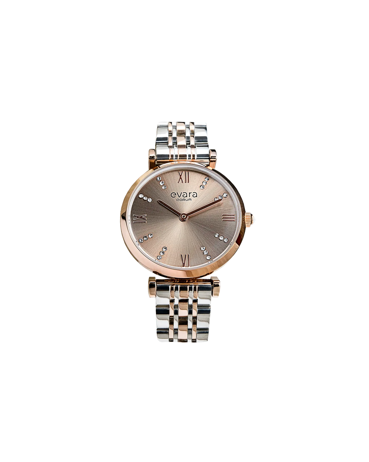 Evara Platinum Grey Dial Rose Gold Watch
