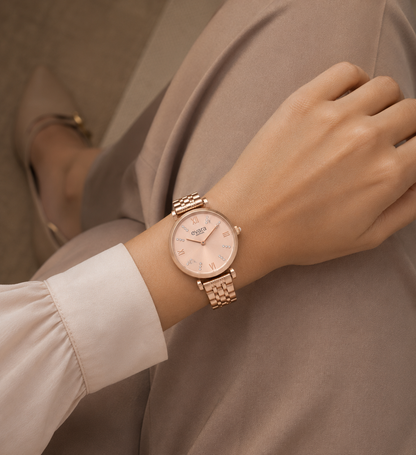 Evara Rose Gold Dial Watch