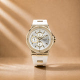 Evara White Dial Gold Watch