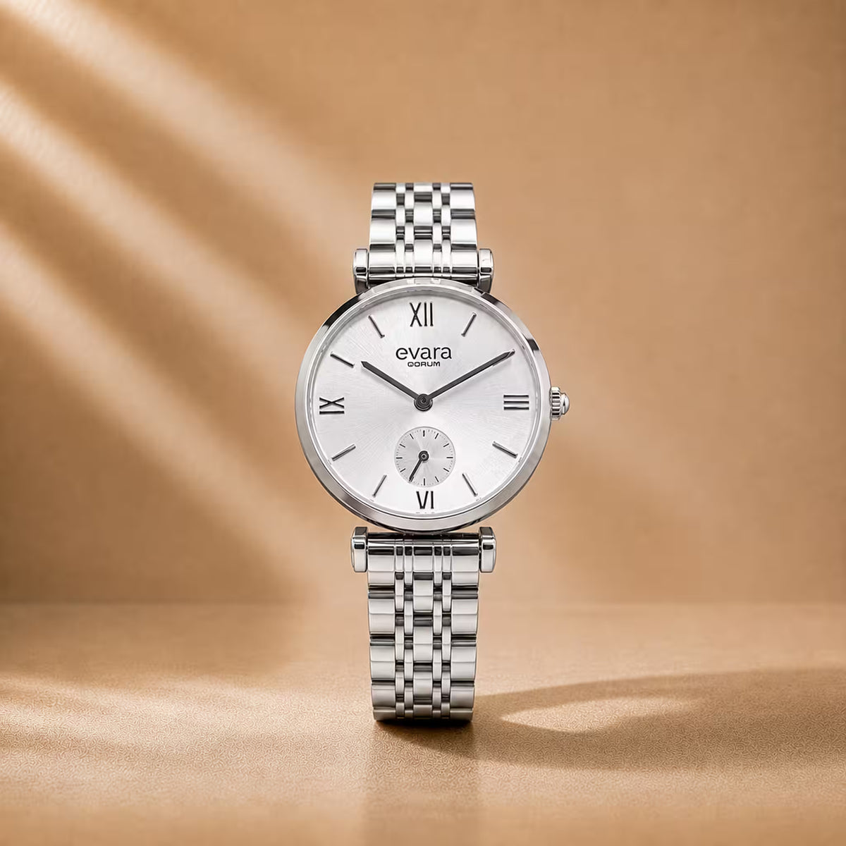 Evara Silver Dial Steel Watch