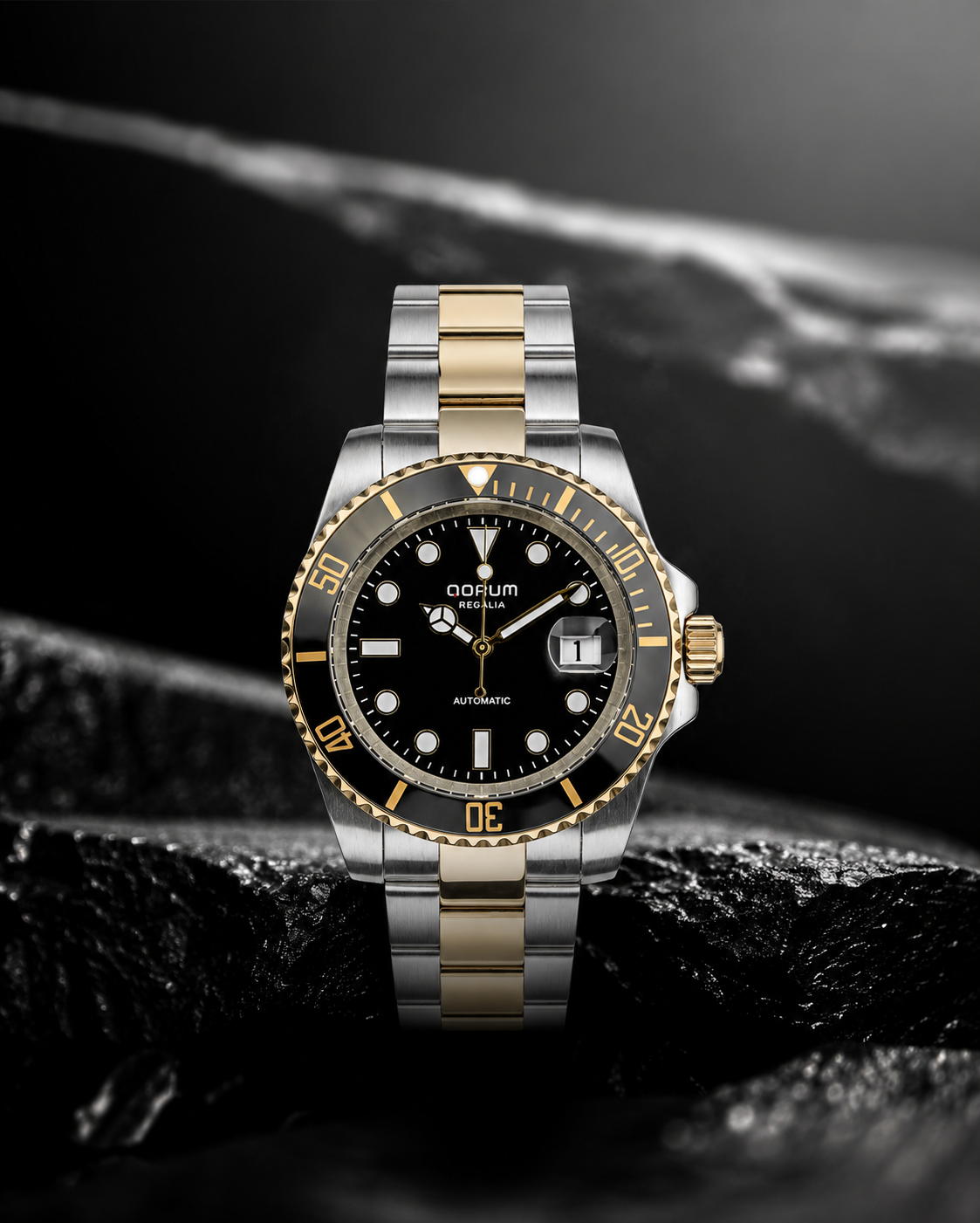 Regalia Black Dial Two-Tone Gold Automatic Watch