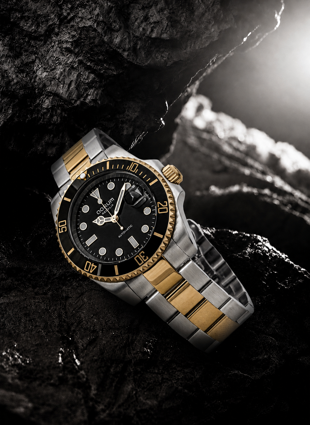 Regalia Black Dial Two-Tone Gold Automatic Watch