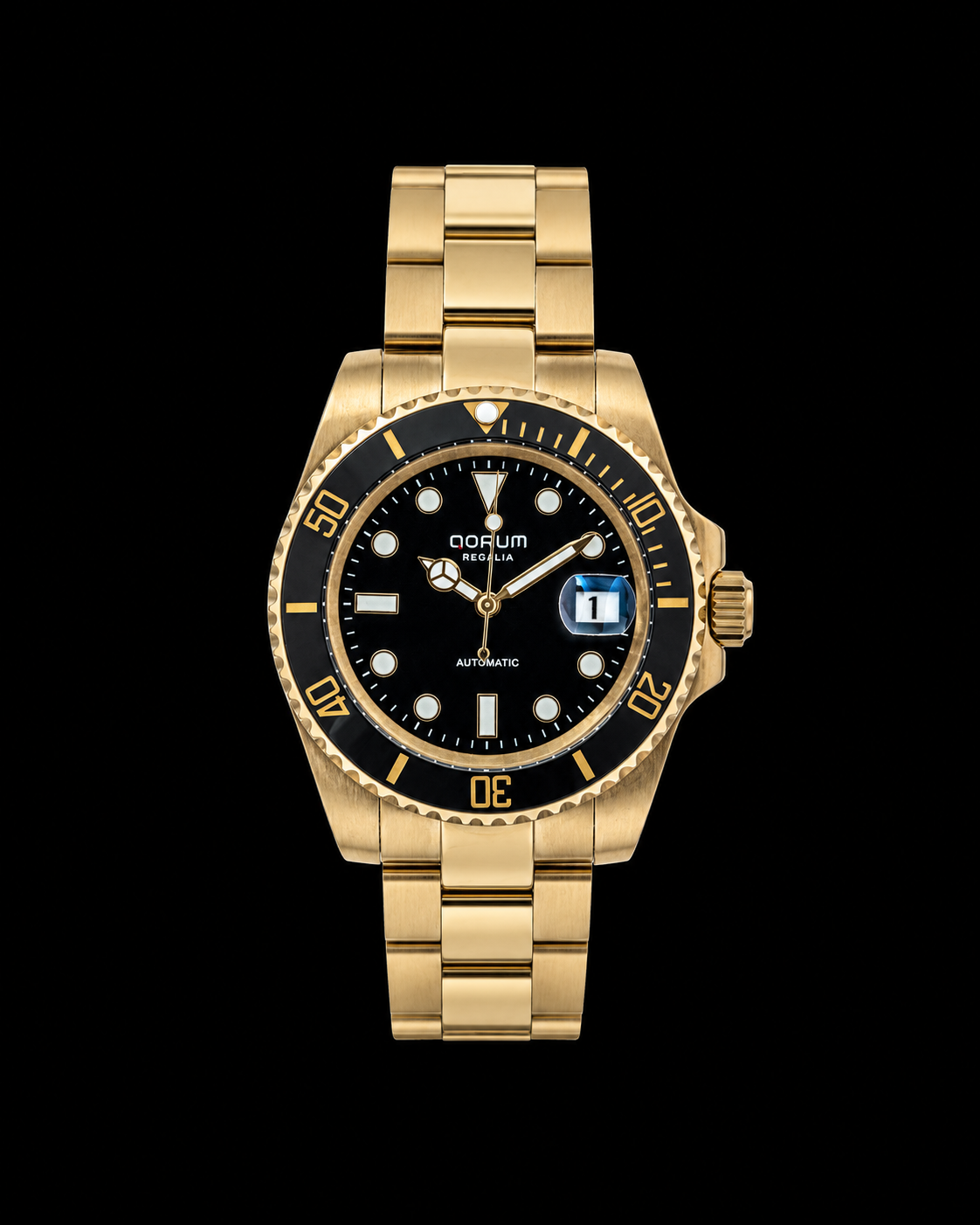 Regalia Black Dial Gold Steel Automatic Watch