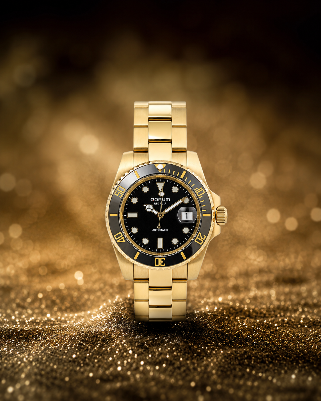 Regalia Black Dial Gold Steel Automatic Watch