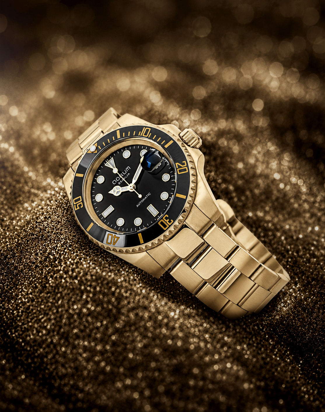 Regalia Black Dial Gold Steel Automatic Watch