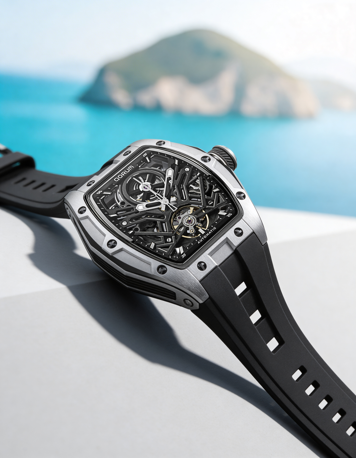 Equinox Black Dial Silver Detailing Black silicon strap