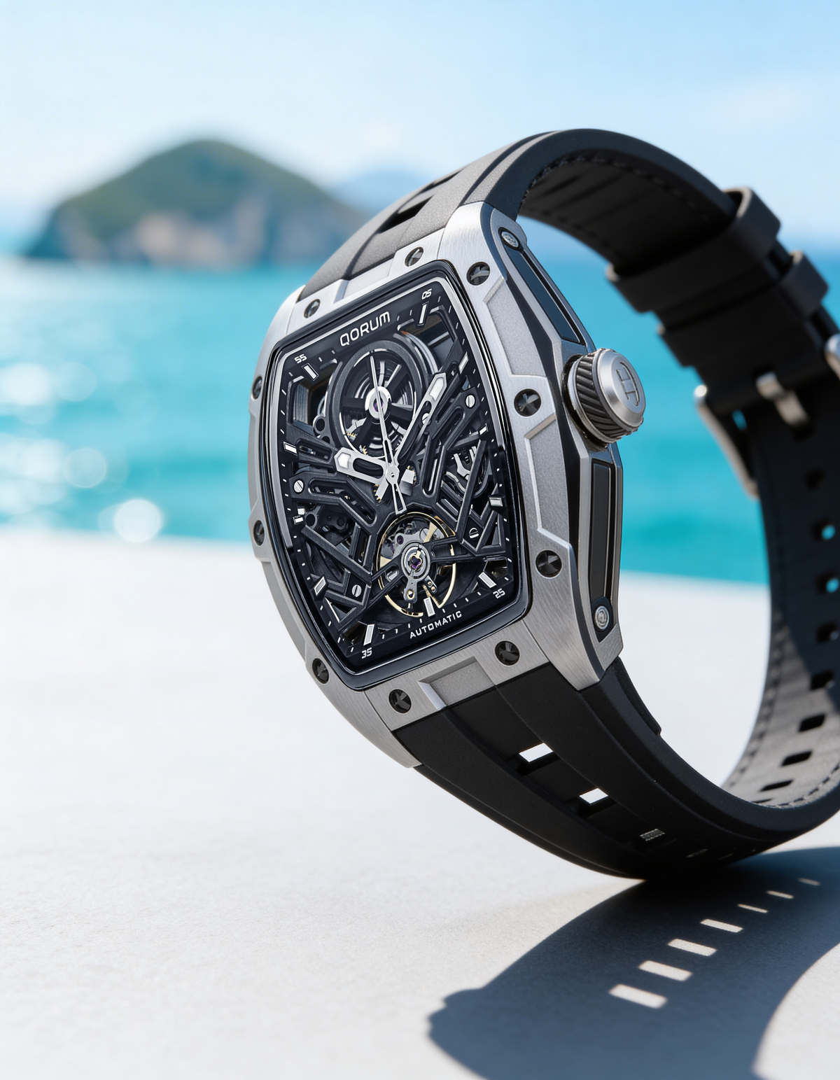 Equinox Black Dial Silver Detailing Black silicon strap