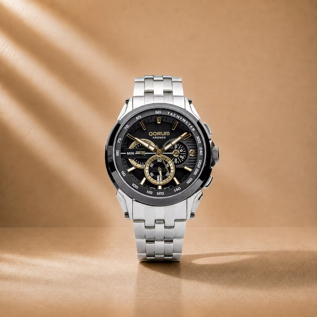 Kronos Black Dial Steel Chronograph