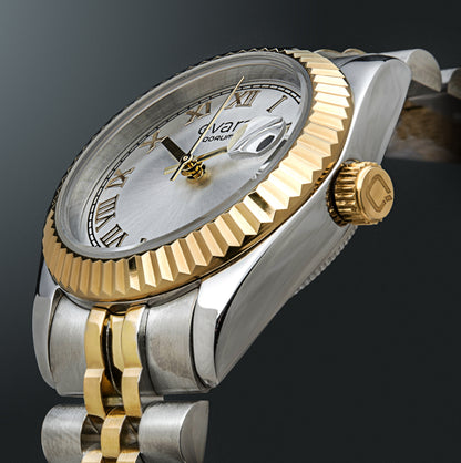 Evara Gold Two-Tone Silver Dial Watch 