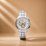 Kronos White Dial Steel Chronograph