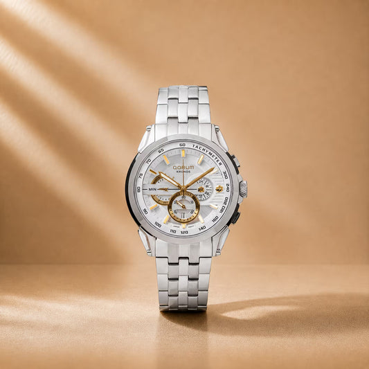 Kronos White Dial Steel Chronograph