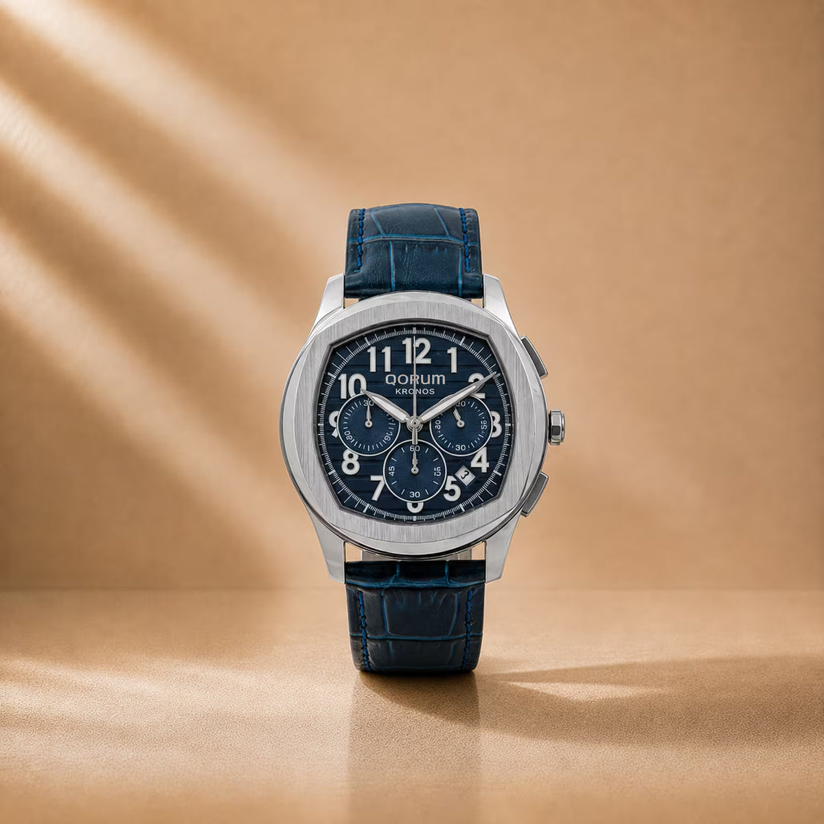Kronos Blue Dial Leather Chronograph