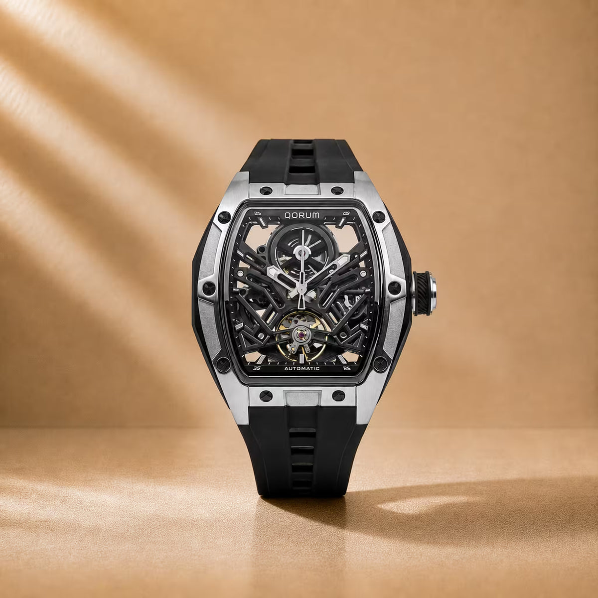 Equinox Black Dial Silver Detailing Black silicon strap