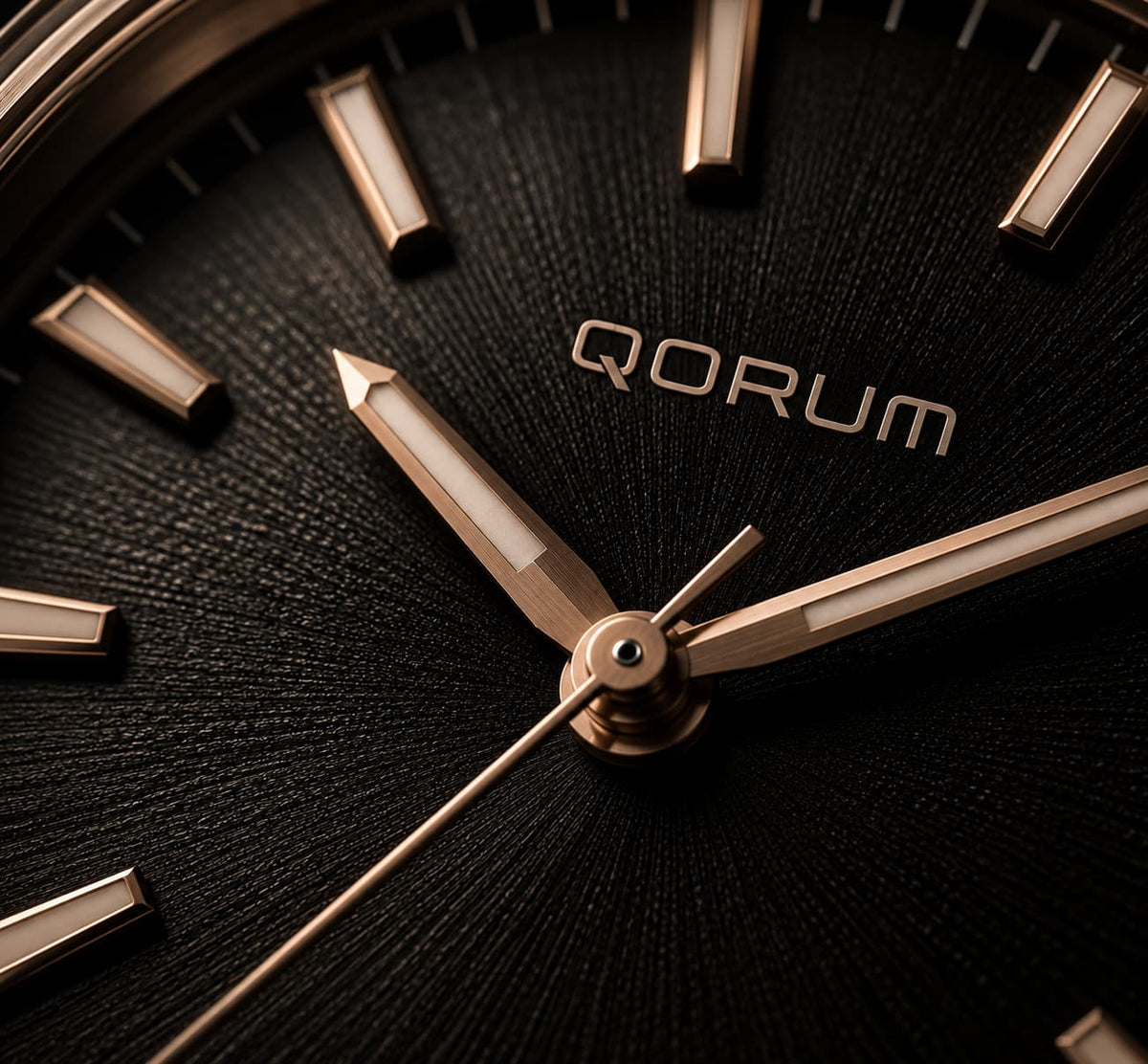 Close-up of a QORUM analog watch