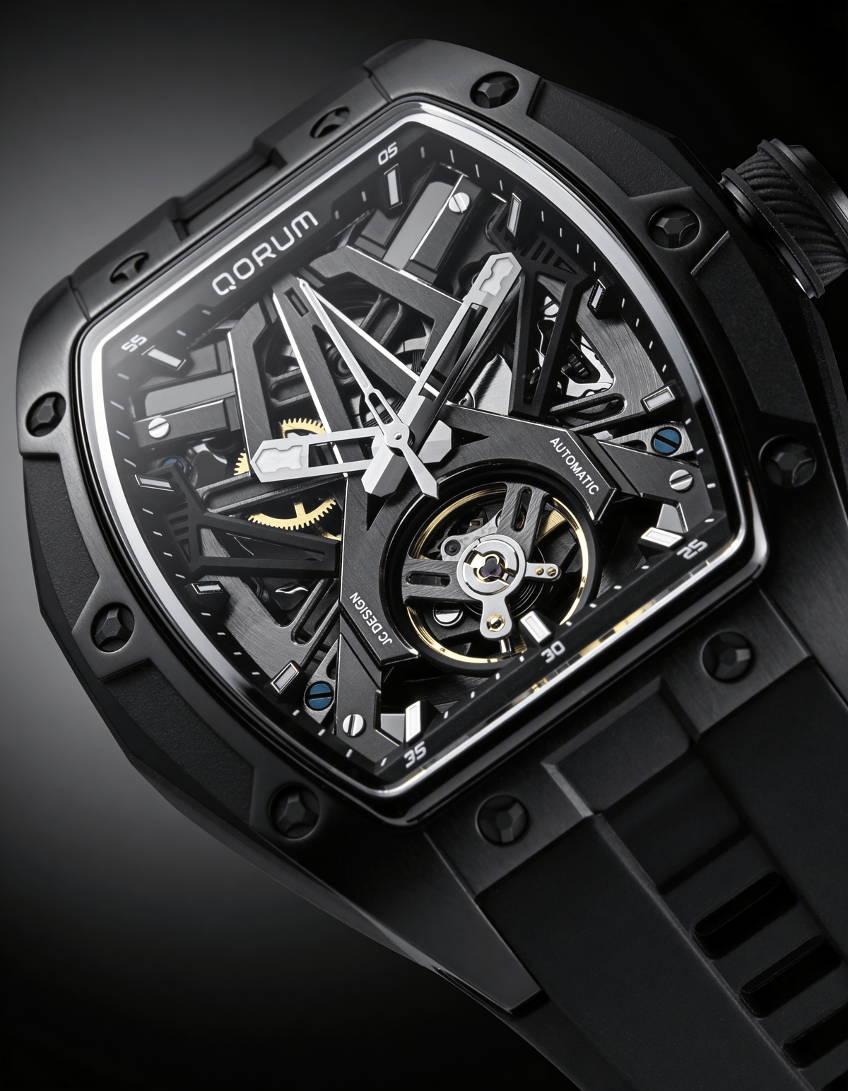 Equinox Black Dial Skeleton Watch