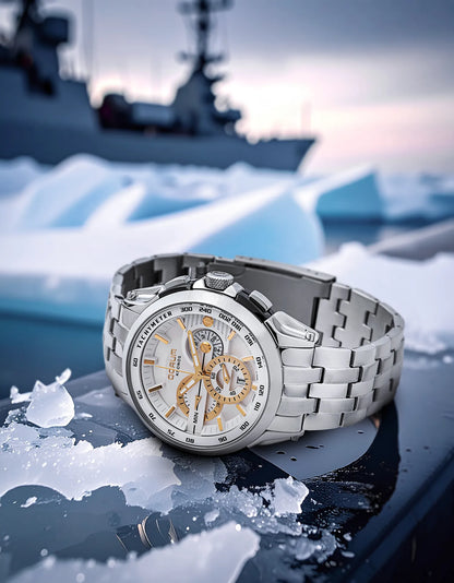 Kronos White Dial Steel Chronograph