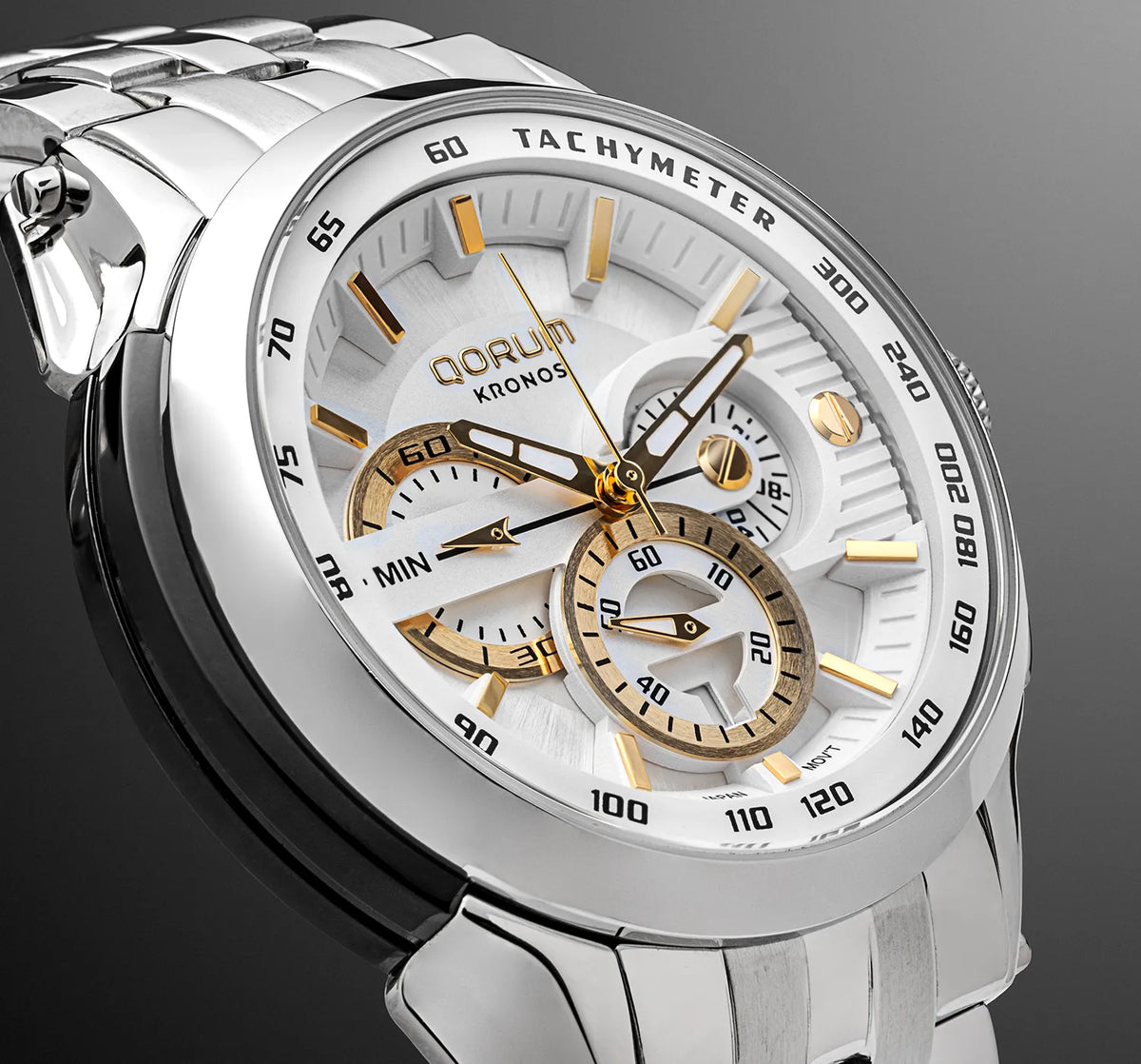 Kronos White Dial Steel Chronograph