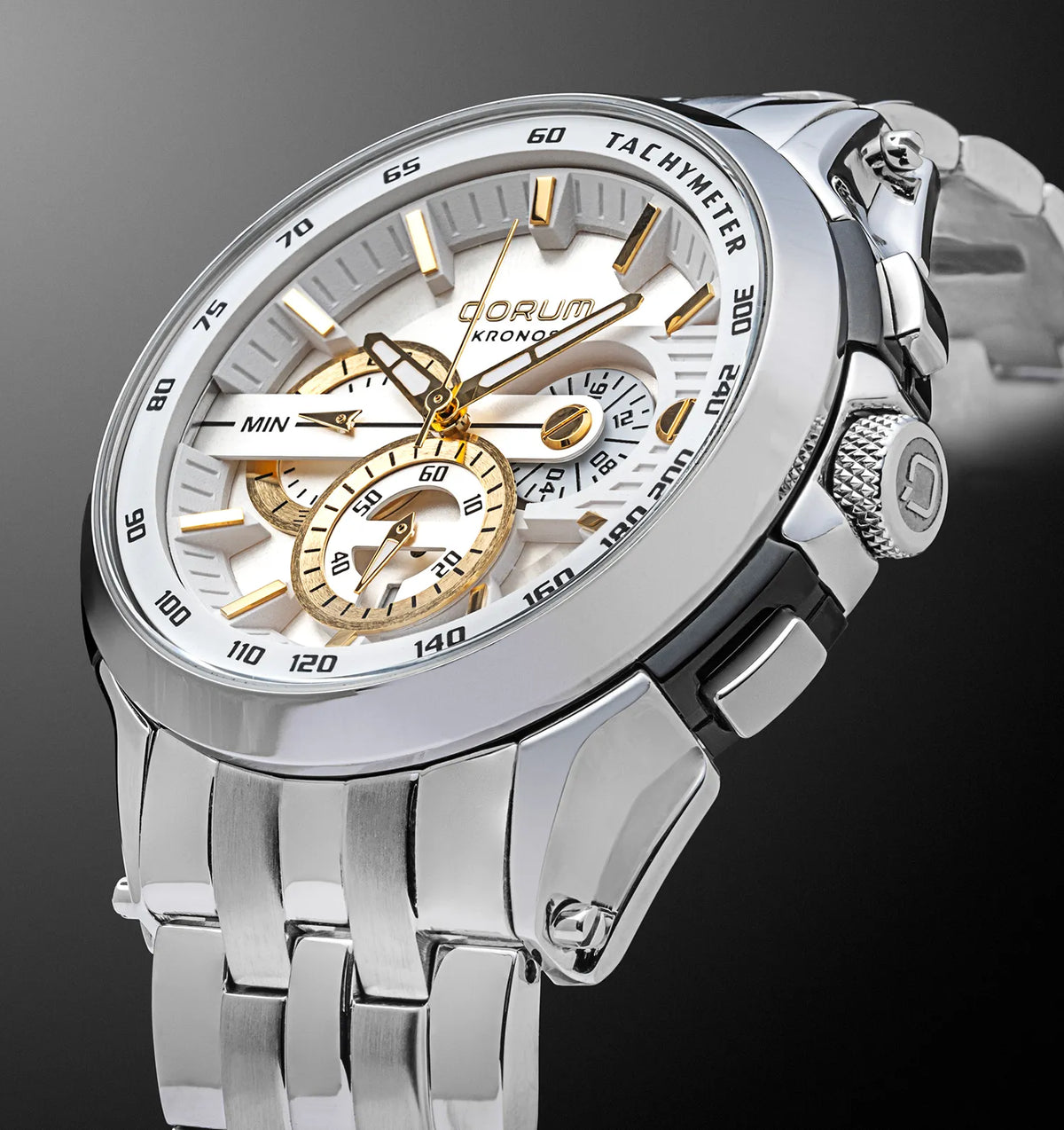 Kronos White Dial Steel Chronograph