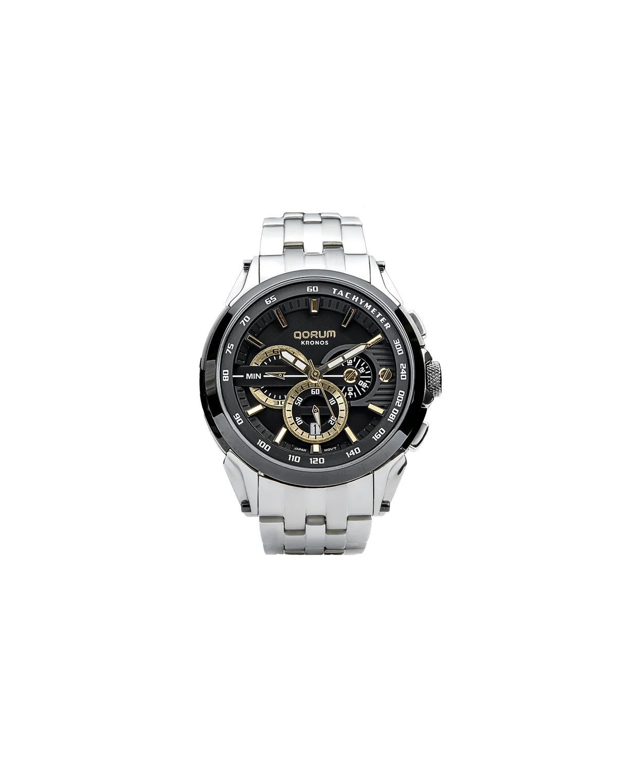 Kronos Black Dial Steel Chronograph