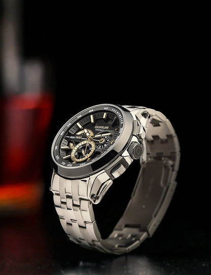 Kronos Black Dial Steel Chronograph