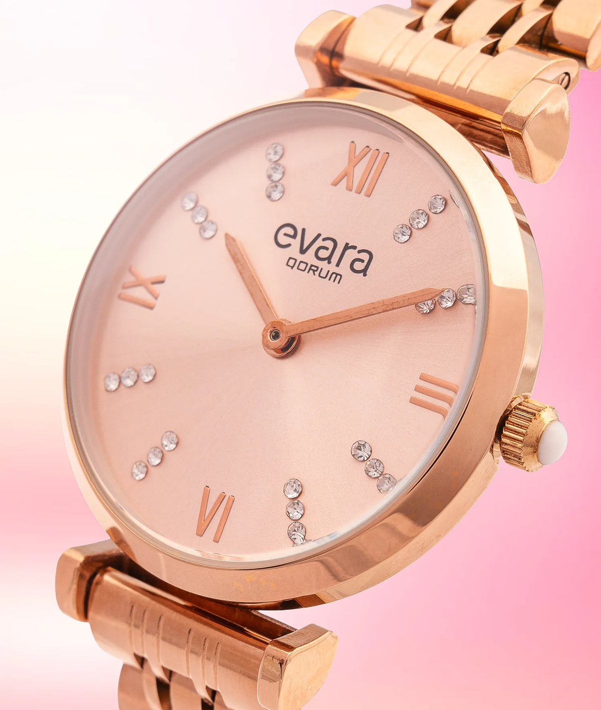 Evara Rose Gold Dial Watch
