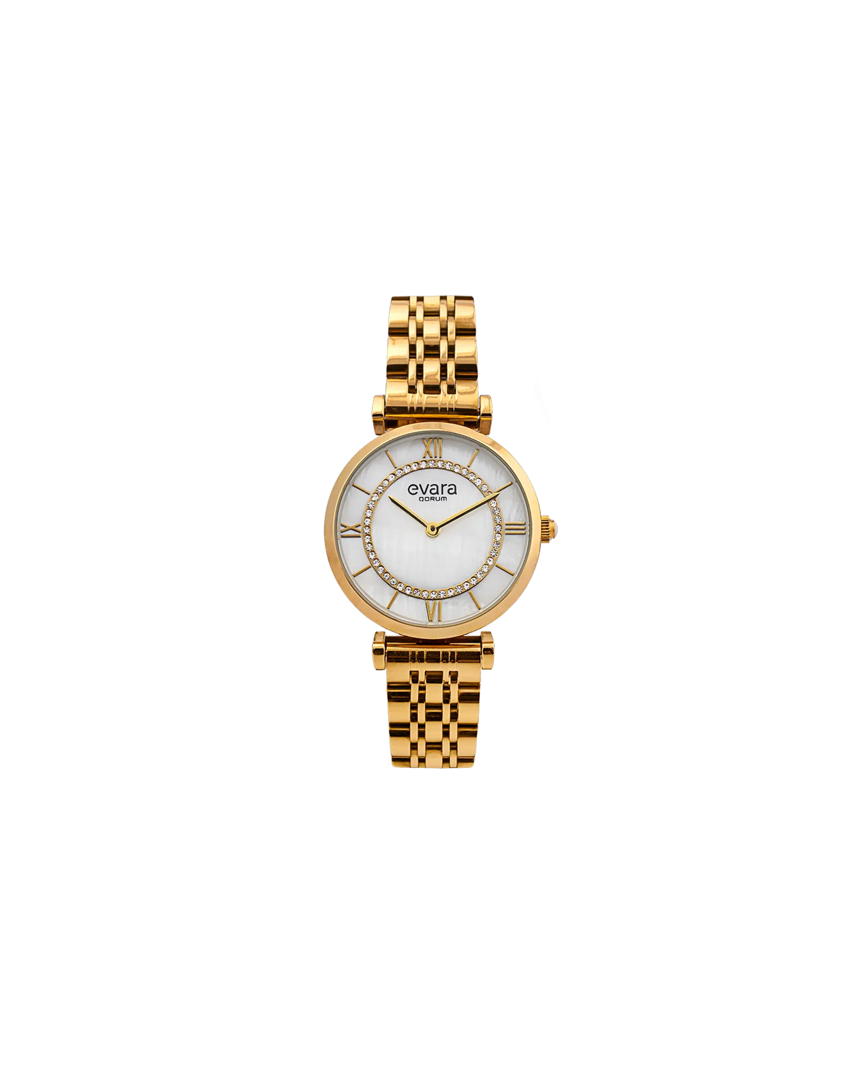 Evara Mother of Pearl Dial Gold Watch