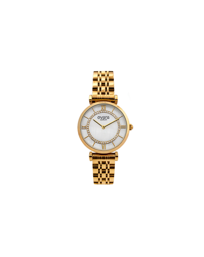 Evara Mother of Pearl Dial Gold Watch