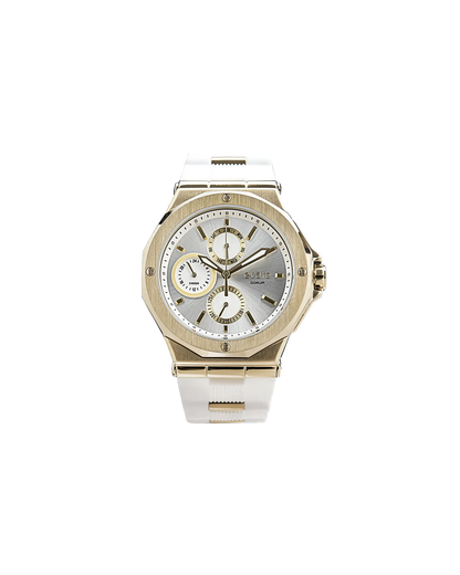 Evara White Dial Gold Watch