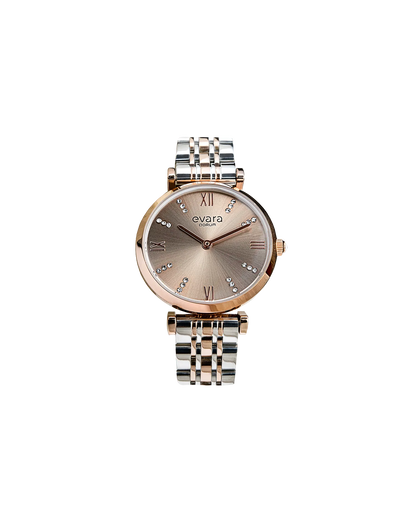 Evara Platinum Grey Dial Rose Gold Watch