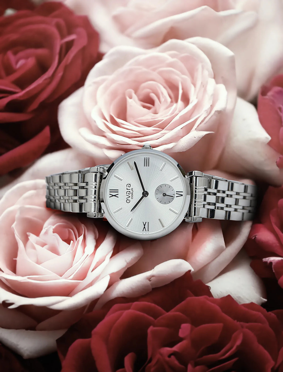 Evara Silver Dial Steel Watch