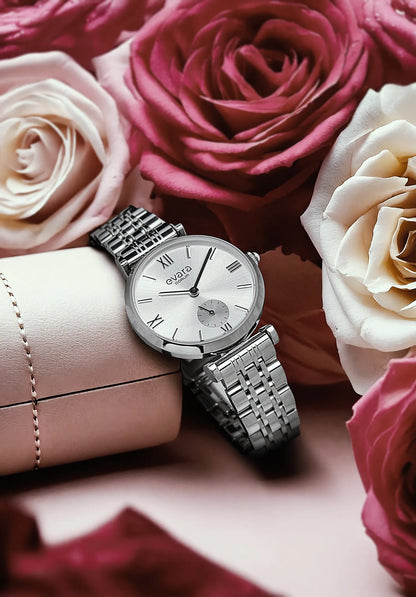Evara Silver Dial Steel Watch