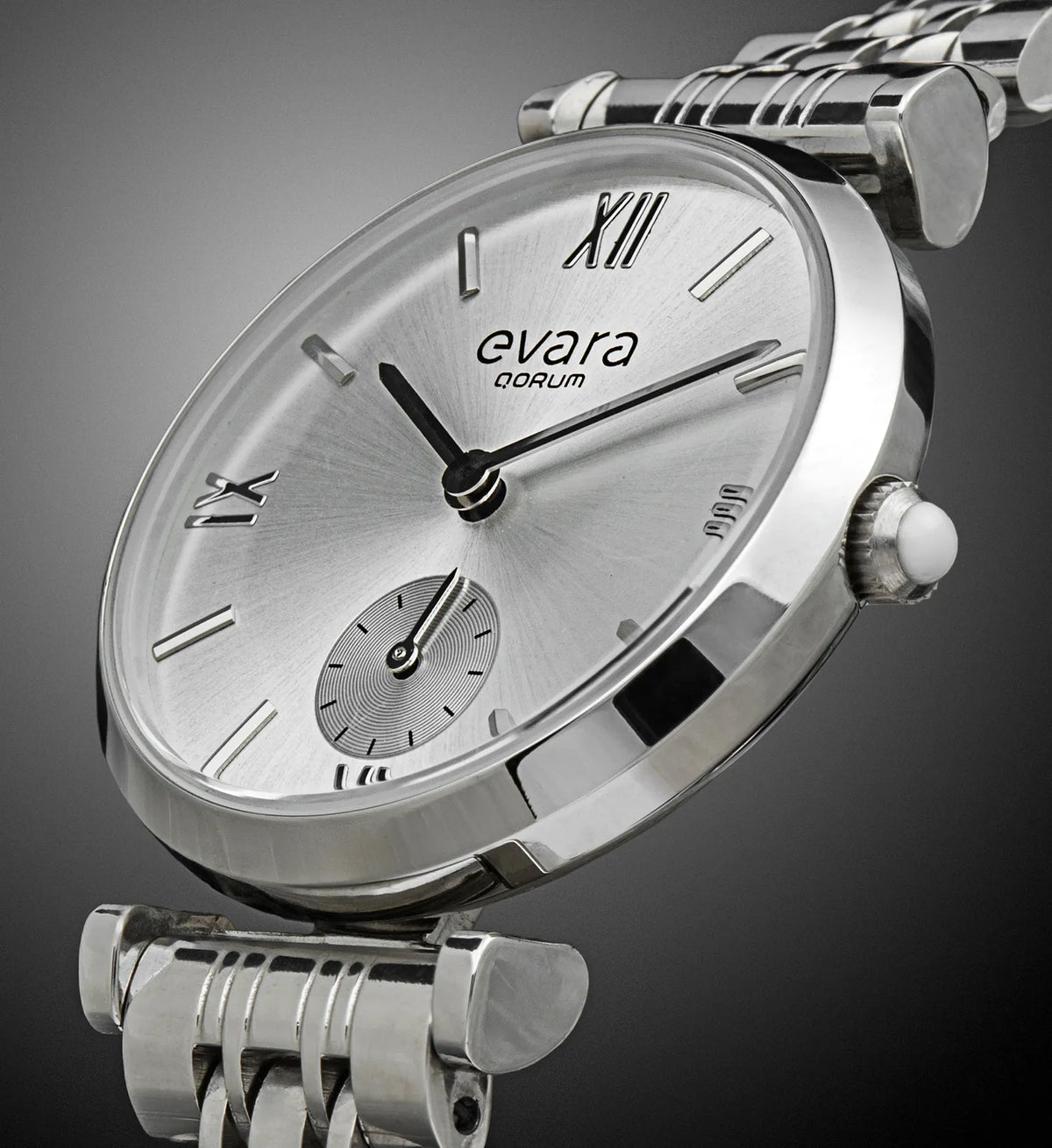 Evara Silver Dial Steel Watch