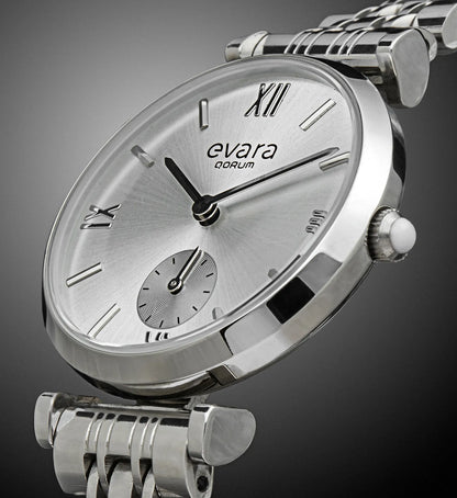 Evara Silver Dial Steel Watch