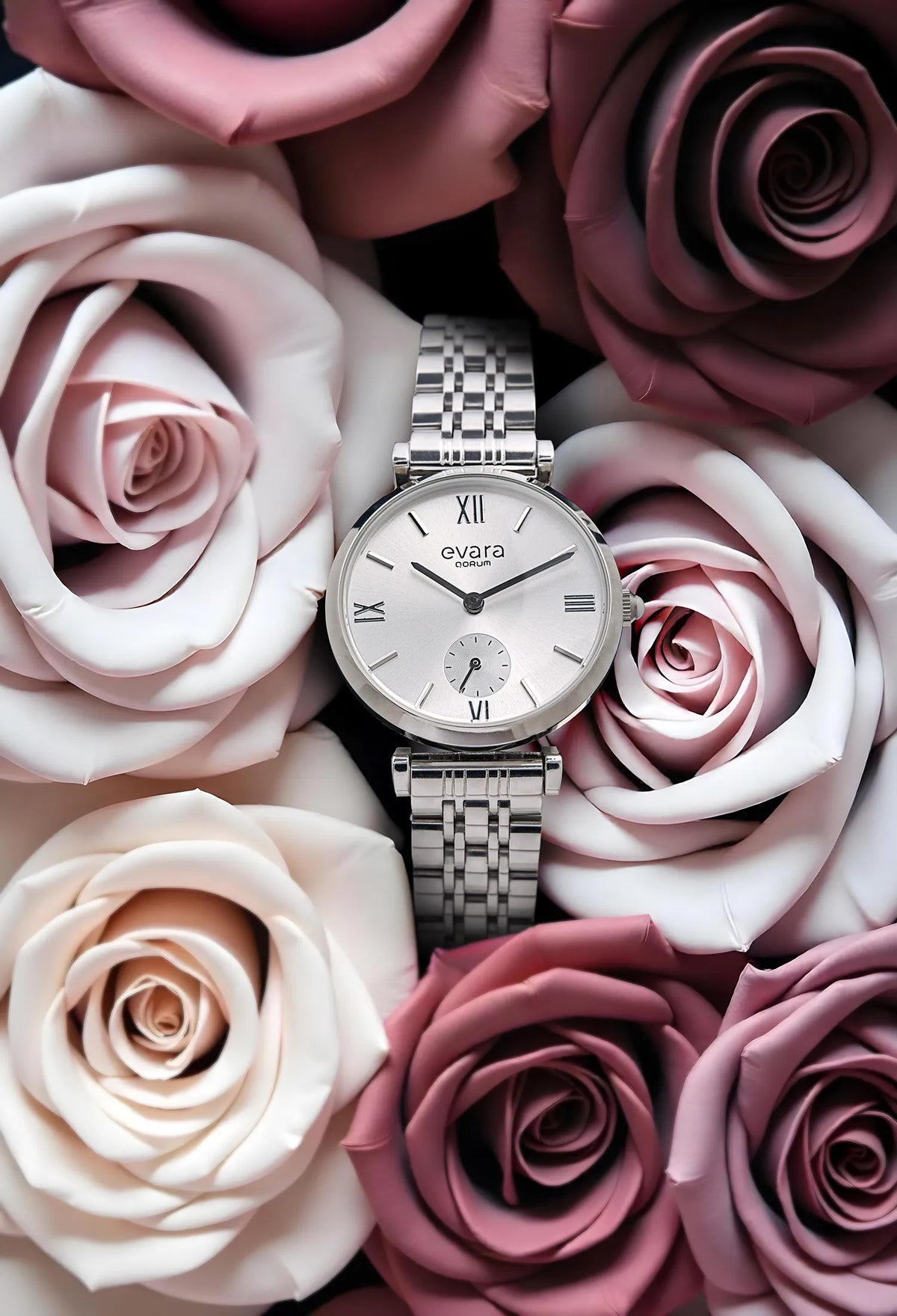 Evara Silver Dial Steel Watch