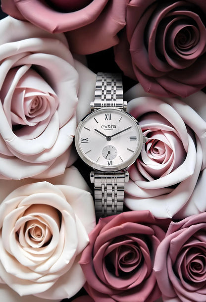 Evara Silver Dial Steel Watch