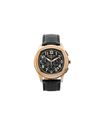 Kronos Black Dial Leather Chronograph