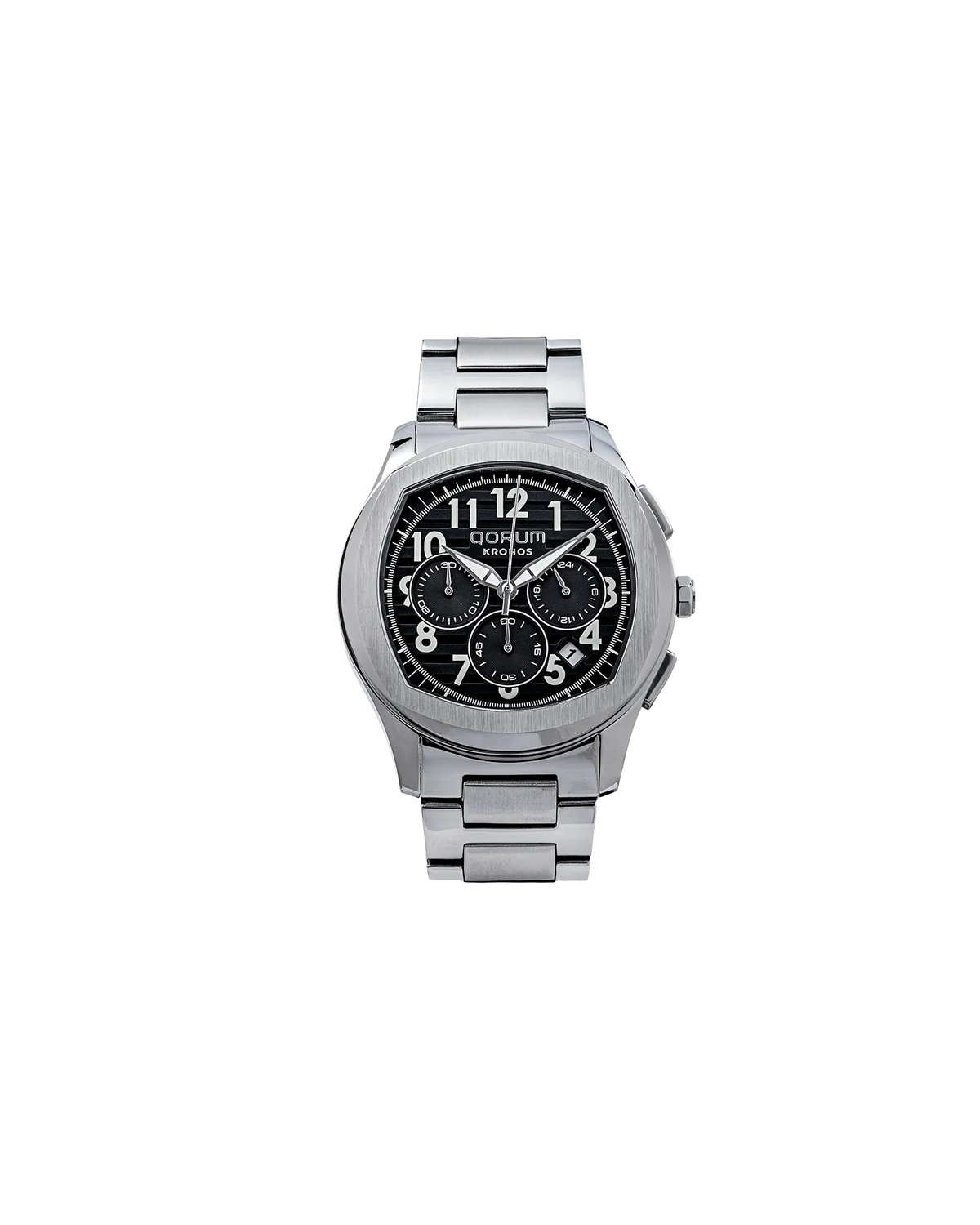 Kronos Black Dial Steel Strap Chronograph