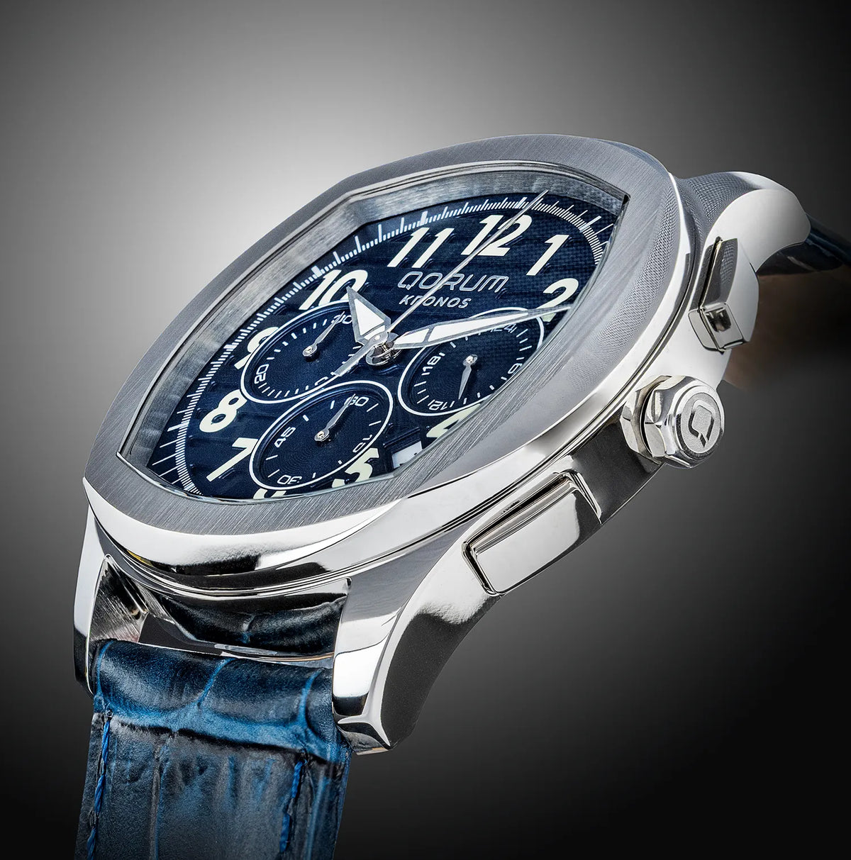 Kronos Blue Dial Leather Chronograph