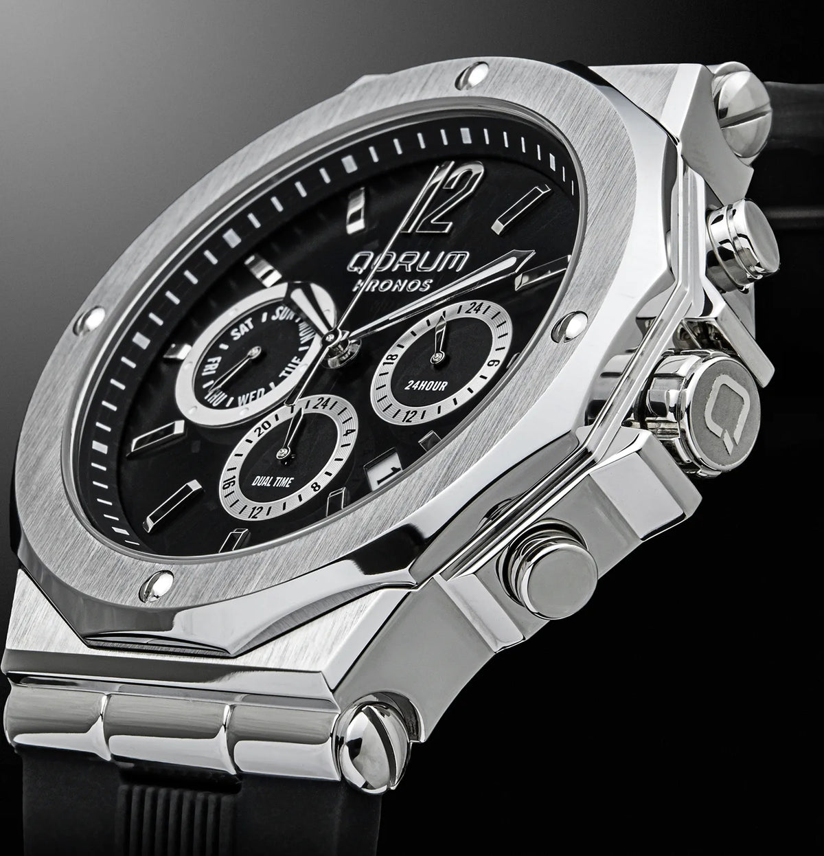 Kronos Black Dial Silicone Chronograph