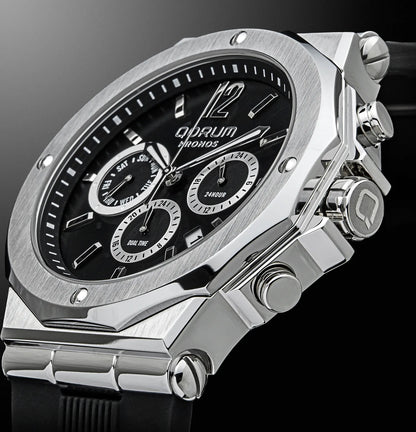 Kronos Black Dial Silicone Chronograph