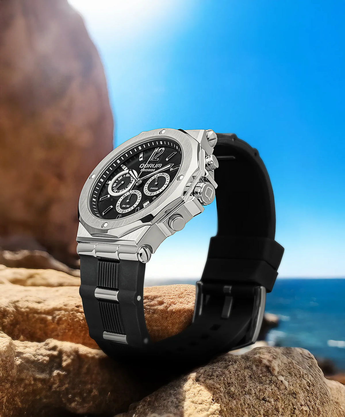 Kronos Black Dial Silicone Chronograph