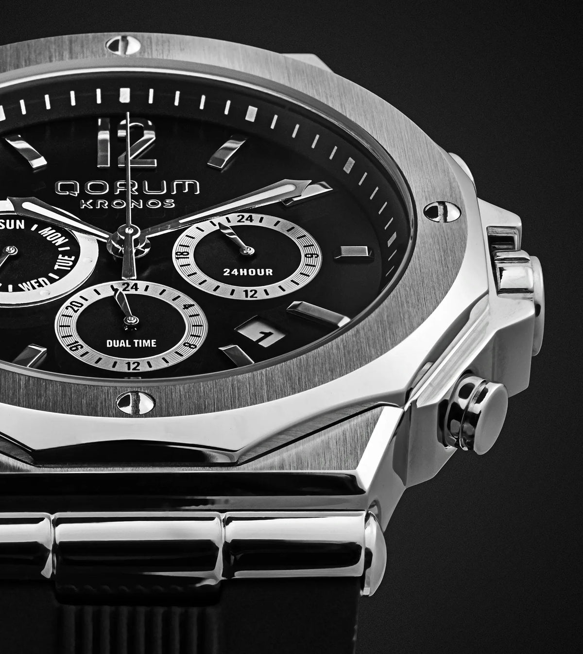 Kronos Black Dial Silicone Chronograph