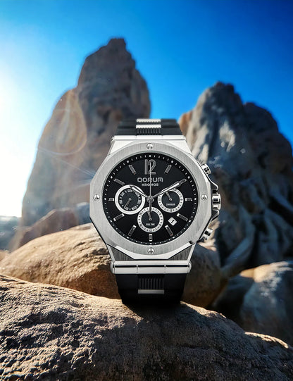 Kronos Black Dial Silicone Chronograph