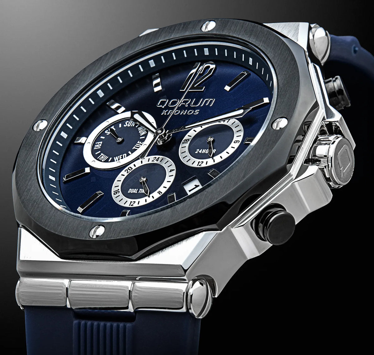 Kronos Blue Dial Silicone Chronograph