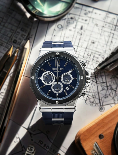 Kronos Blue Dial Silicone Chronograph