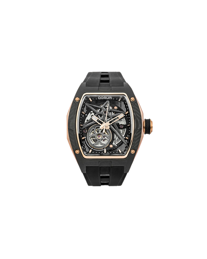 Equinox Black Dial Rose Gold Silicone Skeleton Watch