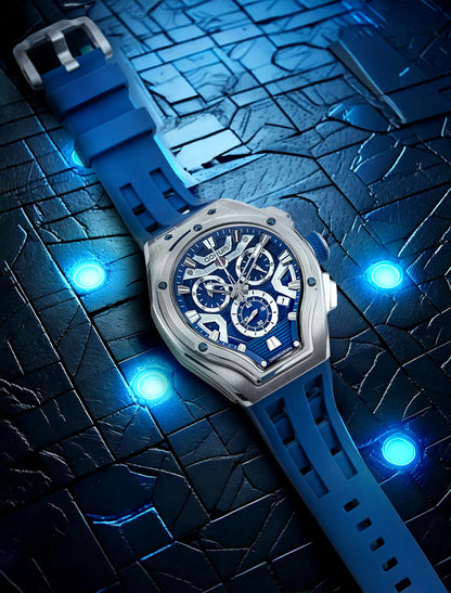 Equinox Blue Dial Silver Chronograph Watch