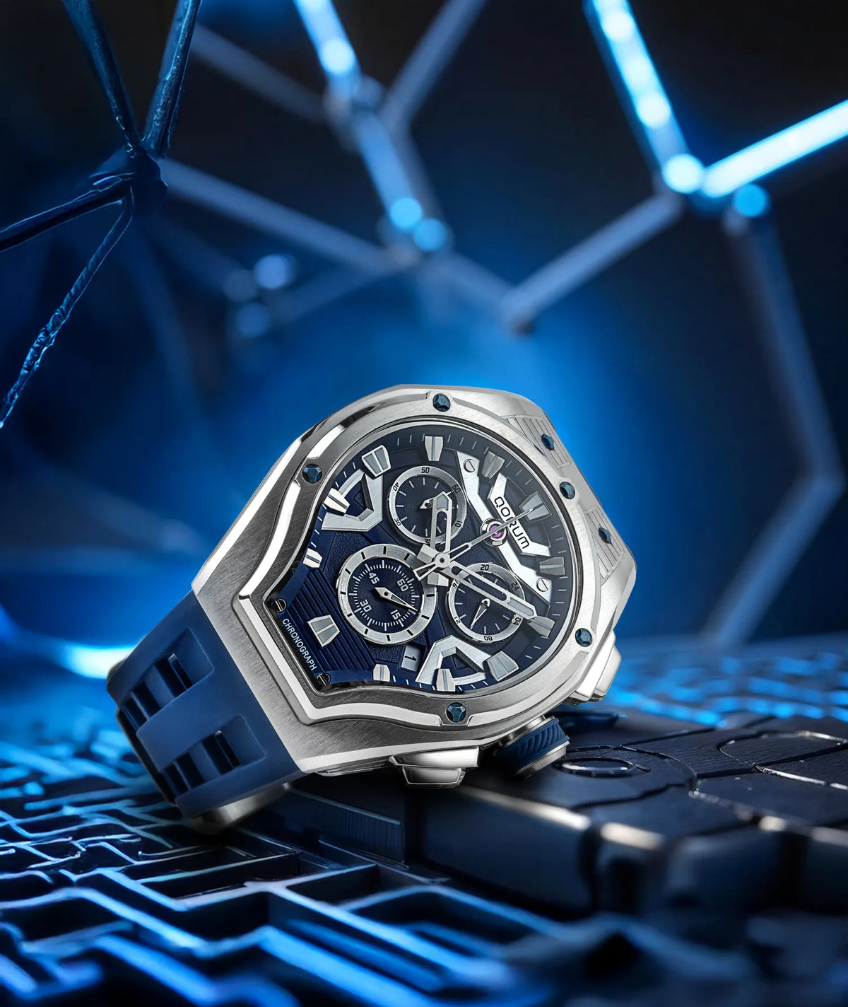 Equinox Blue Dial Silver Chronograph Watch