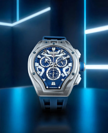 Equinox Blue Dial Silver Chronograph Watch