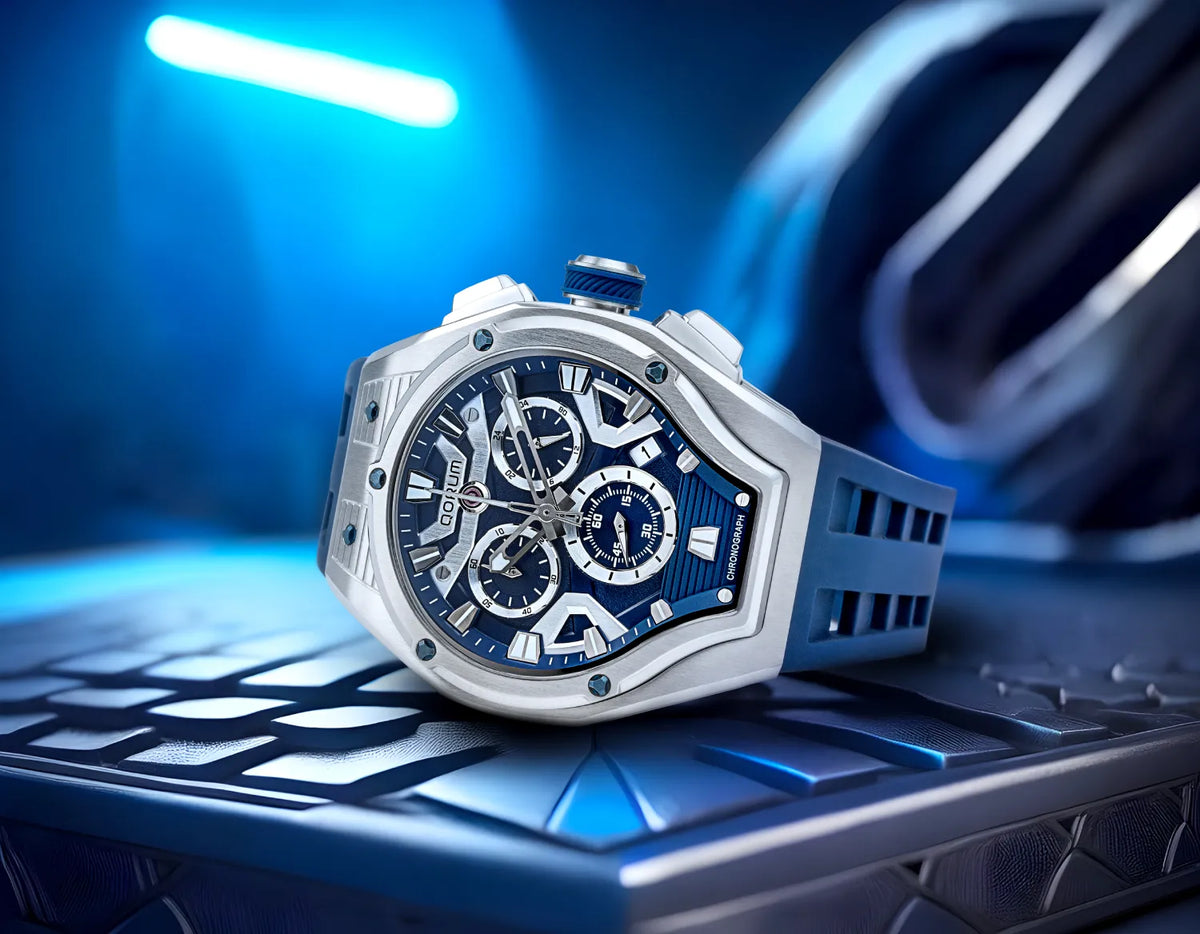 Equinox Blue Dial Silver Chronograph Watch